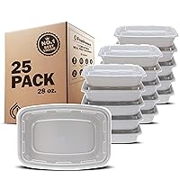 Freshware Meal Prep Containers [25 Pack] 1 Compartment Food Storage Containers with Lids, Bento Box, BPA Free, Stackable, Microwave/Dishwasher/Freezer Safe (28 oz)