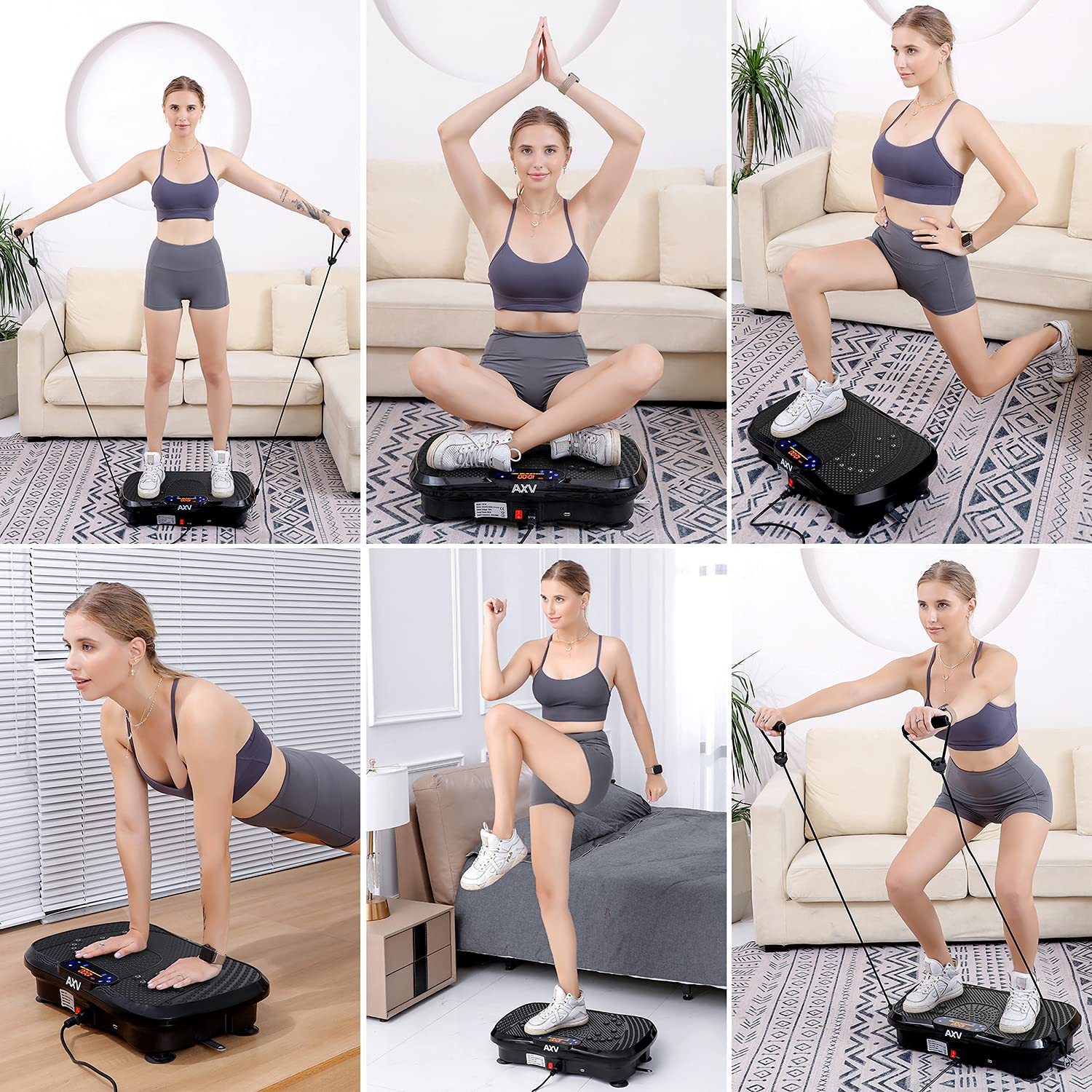 AXV Vibration Plate Exercise Machine Whole Body Workout Vibrate Fitness Platform Lymphatic Drainage Machine for Weight Loss Shaping Toning Wellness Home Gyms Workout