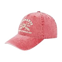Harry Potter Dad Hat, Hogwarts Quidditch World Cup Adjustable Cotton Baseball Cap with Curved Brim, Red, One Size