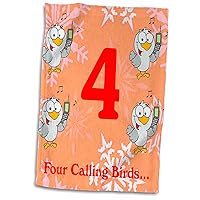 3D Rose 12 Days of Christmas Four Calling Birds Towel, 15