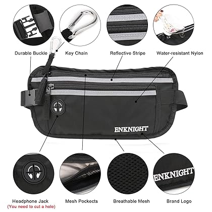 ENKNIGHT Big RFID Money Belt for Travel Running Waist Pack Fanny Pack