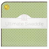 SwaddleDesigns Large Receiving Blanket, Ultimate Swaddle for Baby Boys, Girls, Softest US Cotton Flannel, Best Shower Gift, Made in USA, Brown Polka Dots on Lime (Mom's Choice Award Winner)