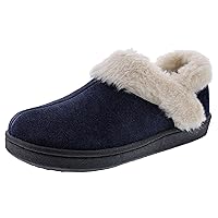 CLARKS Sarah Indoor and Outdoor Slipper Cozy Wool Mule Slip-On Fur Lined Clogs (9 M US, Navy Cow Suede)