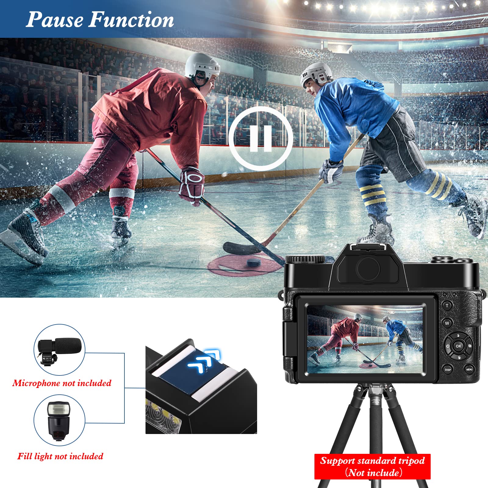 4K Vlogging Camera for YouTube, 48MP Digital Camera for Photography with 3”Flip Screen, 16x Digital Zoom and Video Autofocus Anti-Shake, Wide Angle Lens, Macro Lens, 2 Batteries, 32GB Micro SD Card