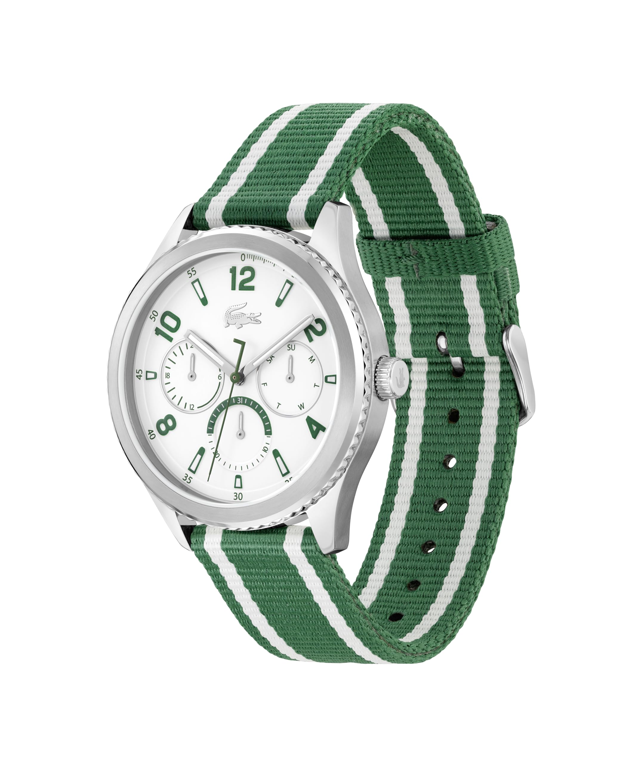 Lacoste Men's Deuce Quartz Multifunction Water-Resistant Chronograph Watch with Recycled Ocean Waste Strap, Model: 2011289