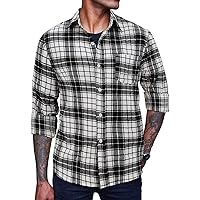 COOFANDY Men's Flannel Plaid Shirts Long Sleeve Button Down Casual Shirt Jacket