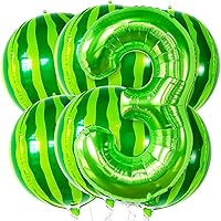 Watermelon Balloons for Watermelon Party Supplies - Pack of 6 | light Green Number 3 Balloon - 40 Inch | Number 3 Green Balloon for 3rd Birthday Decorations for Boys | Watermelon Party Decorations