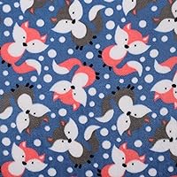 Mook Fabrics Fleece Flannel Fox, Blue, 12 Yard Bolt