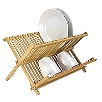 Home Basics Foldable Bamboo Dish Drainer