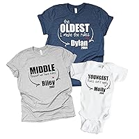 Oldest Middle Youngest, Funny Sibling Shirts, Family Rules Shirts, I Make The Rules, Rules Don't Apply, I'm The Reason We Have Rules (6-9 month or 9 month bodysuit, dark gray)