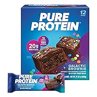 Pure Protein Birthday Cake and Galactic Brownie Protein Bars, High Protein, Nutritious Snacks, 20g Protein, Gluten Free, Packs of 12