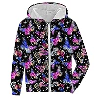 Fanient Girls Zip Up Hoodies Kids 3D Cool Casual Hooded Sweatshirts Hoody with Pockets 6-14 Years