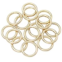 15pcs Trigger Spring O Rings Round Carabiner Clip Snap for Keyrings Buckle, Bags,Purses (Gold, 1 inch)