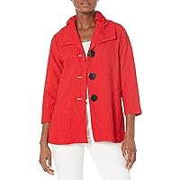 MULTIPLES Women's Three Quarters Sleeve Wide Collar Button Front Jacket
