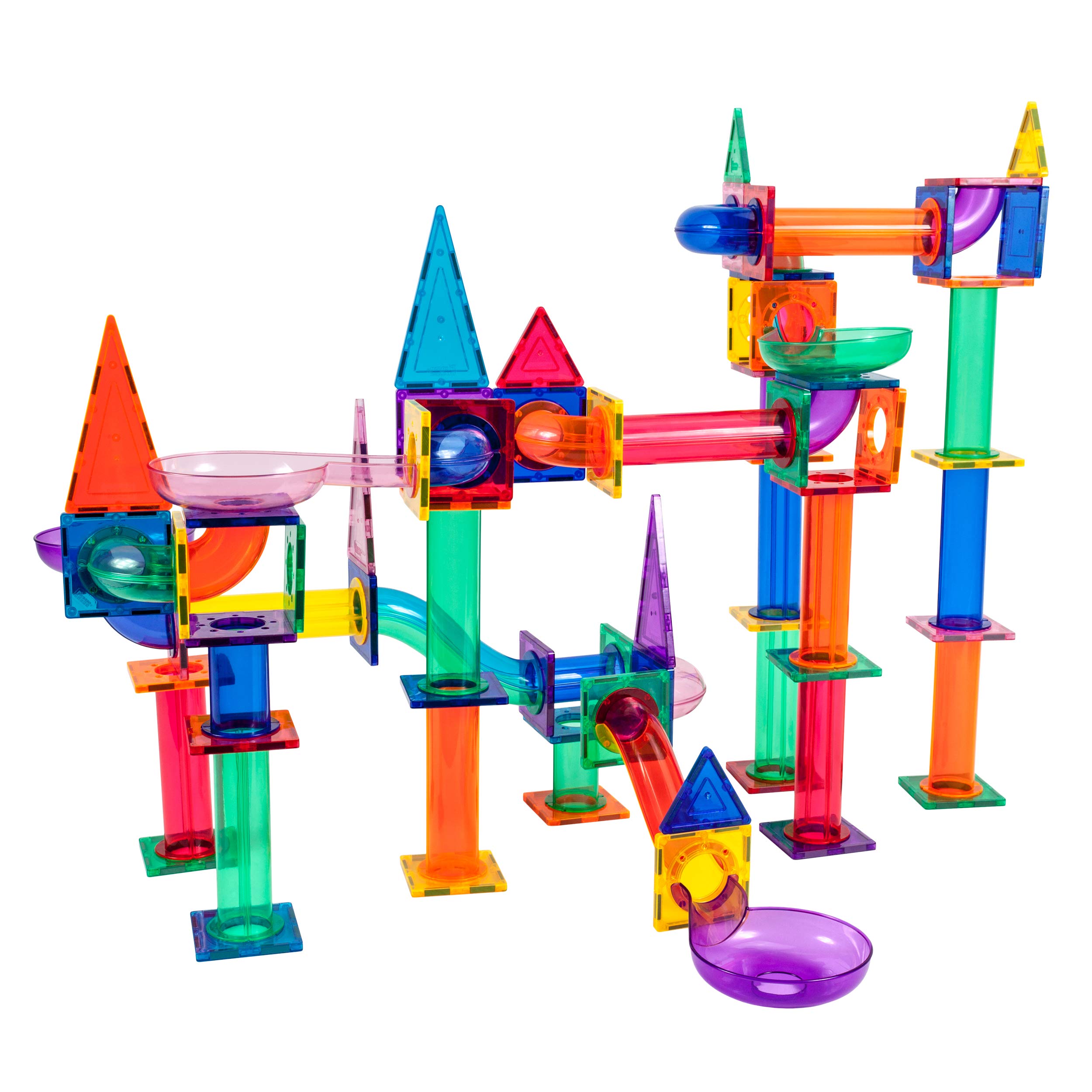 PicassoTiles Marble Run 150-Piece Magnetic Tile Race Track Toy Play Set STEM Building & Learning Educational Magnet Construction Kit Child Brain Development Toys Boys Girls Age 3 4 5 6 7 8+ Years Old