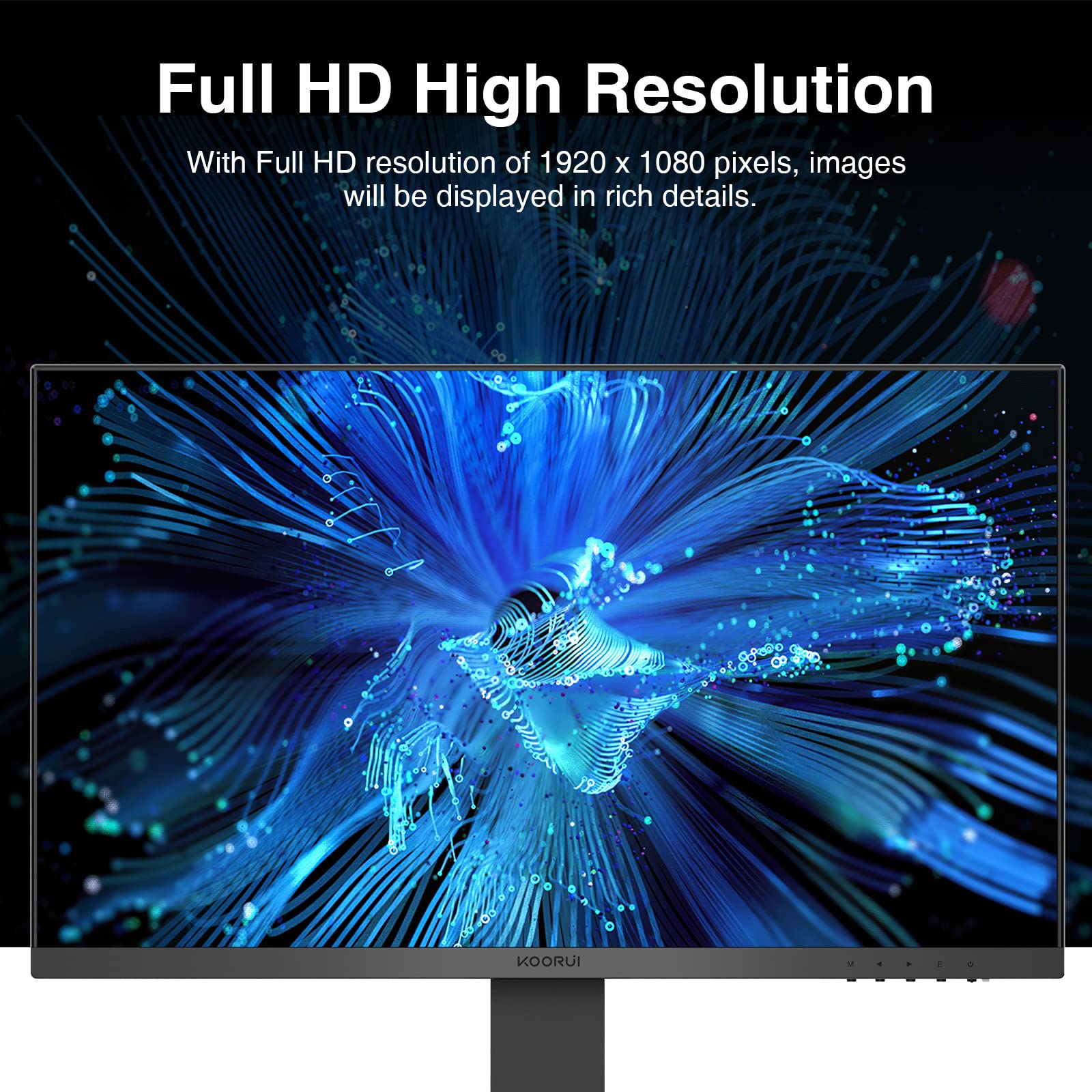 KOORUI 27 Inch Full HD (1920 x 1080) Monitor, 100HZ, Built-in Speakers,  Ultra-Slim Bezels, 75 x 75 mm VESA Mountable, Adjustable Tilt, HDMI, VGA,  Black 