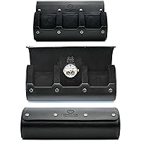 Watch Case for Men - Watch Roll Travel Case - 3 Watches Storage Organiser - Super Black - Mirage Watch Roll Case