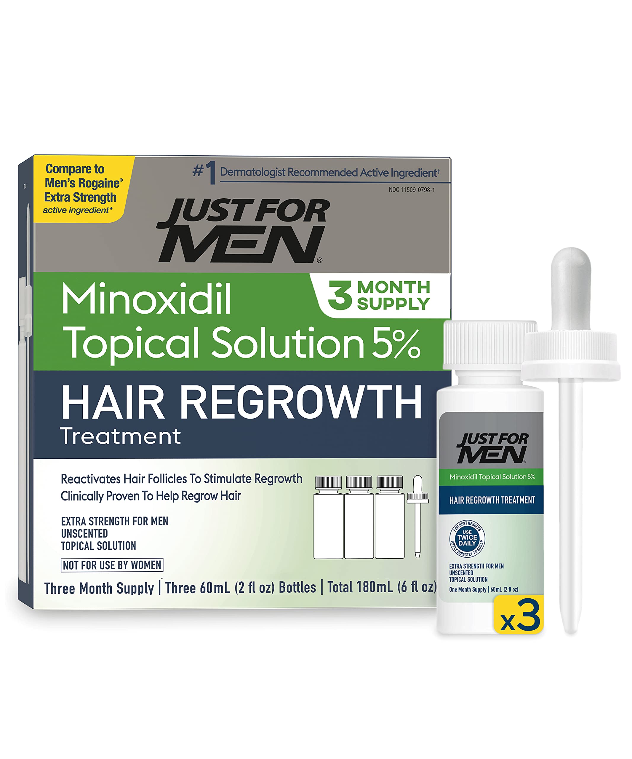 Mua 5% Minoxidil Extra Strength Hair Regrowth Treatment by Just For Men,  Topical Solution for Hair Loss, Thinning & Balding, Unscented, Includes  Dropper, 3 Month Supply trên Amazon Mỹ chính hãng 2023 | Giaonhan247