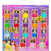 Townley Girl Disney Princess Non-Toxic Peel-Off Nail Polish Set with Shimmery and Opaque Colors for Girls Kids Ages 3+, Perfect for Parties, Sleepovers and Makeovers, 18 Pcs