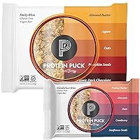 Protein Puck Value Bundle, Case of 12 Full Size Daily Bliss + Case of 16 Mini Wanderlust - Plant-Based Bars, High Protein Snacks with Vegan Protein - Gluten-Free, Non-Dairy, Non-GMO Snack Bar
