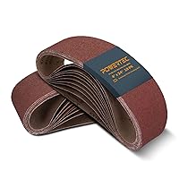 POWERTEC 4 x 24 Inch Sanding Belts, 3 Each of 40 80 120 180 240 320 Grits, 18 PK, Aluminum Oxide Belt Sander Sanding Belt Assortment, Sandpaper for Oscillating Belt and Spindle Sander (110009)