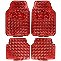 BDK Red All Weather Heavy Duty Car Floor Mats Interior Liners for Auto Van Truck SUV, Fits Front & Rear