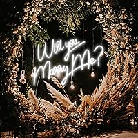 Large Will You Marry Me Sign 28'' x 19'' Neon Marry Me Sign LED Light with Installation Accessories Wall Proposal Decorations for Wedding Engagement Party Valentines Day(Cold White)