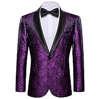 Barry.Wang Mens Blazer Suit Paisley Sport Coat Jacket Lightweight Regular Tuxedo Sequins Floral for Wedding Party Prom