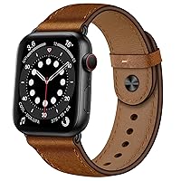 OUHENG Compatible with Apple Watch Band 49mm 45mm 44mm 42mm 41mm 40mm 38mm, Genuine Leather Bands Strap for iWatch Ultra 2/1 SE SE2 Series 9 8 7 6 5 4 3 2 1 (Retro Brown/Black, 49mm 45mm 44mm 42mm)