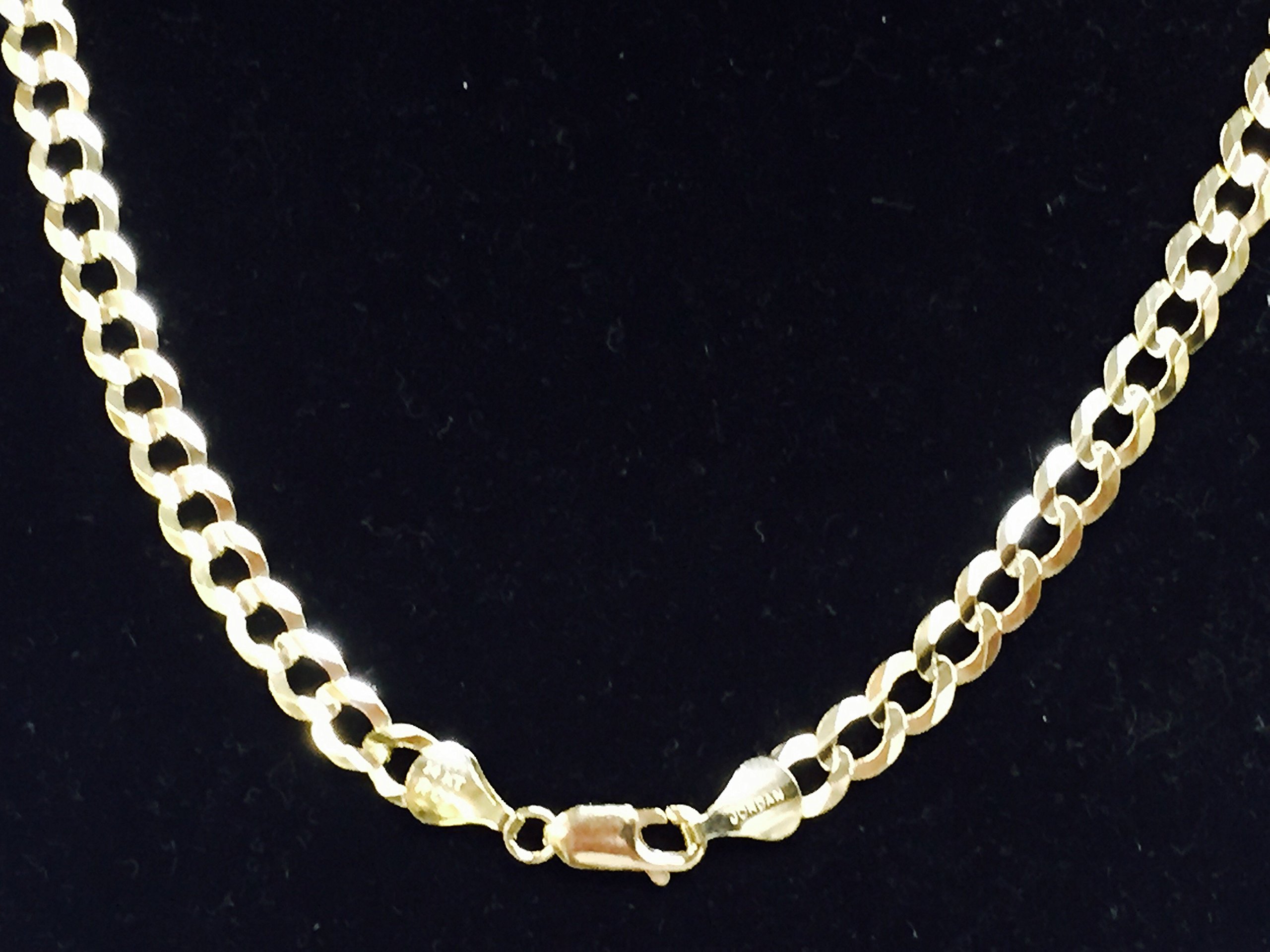 14K Solid Yellow Gold Comfort Concave Cuban Curb Link Chain Necklace 4.7 Mm Cc120 (26 Inches)