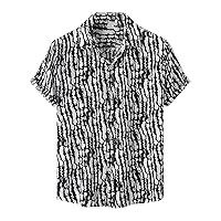 Men Hawaiian Lightweight Quick Dry Shirts Men's Hawaiian Casual Short Sleeve Printed Top Loose and Comfortable Beach Shirt