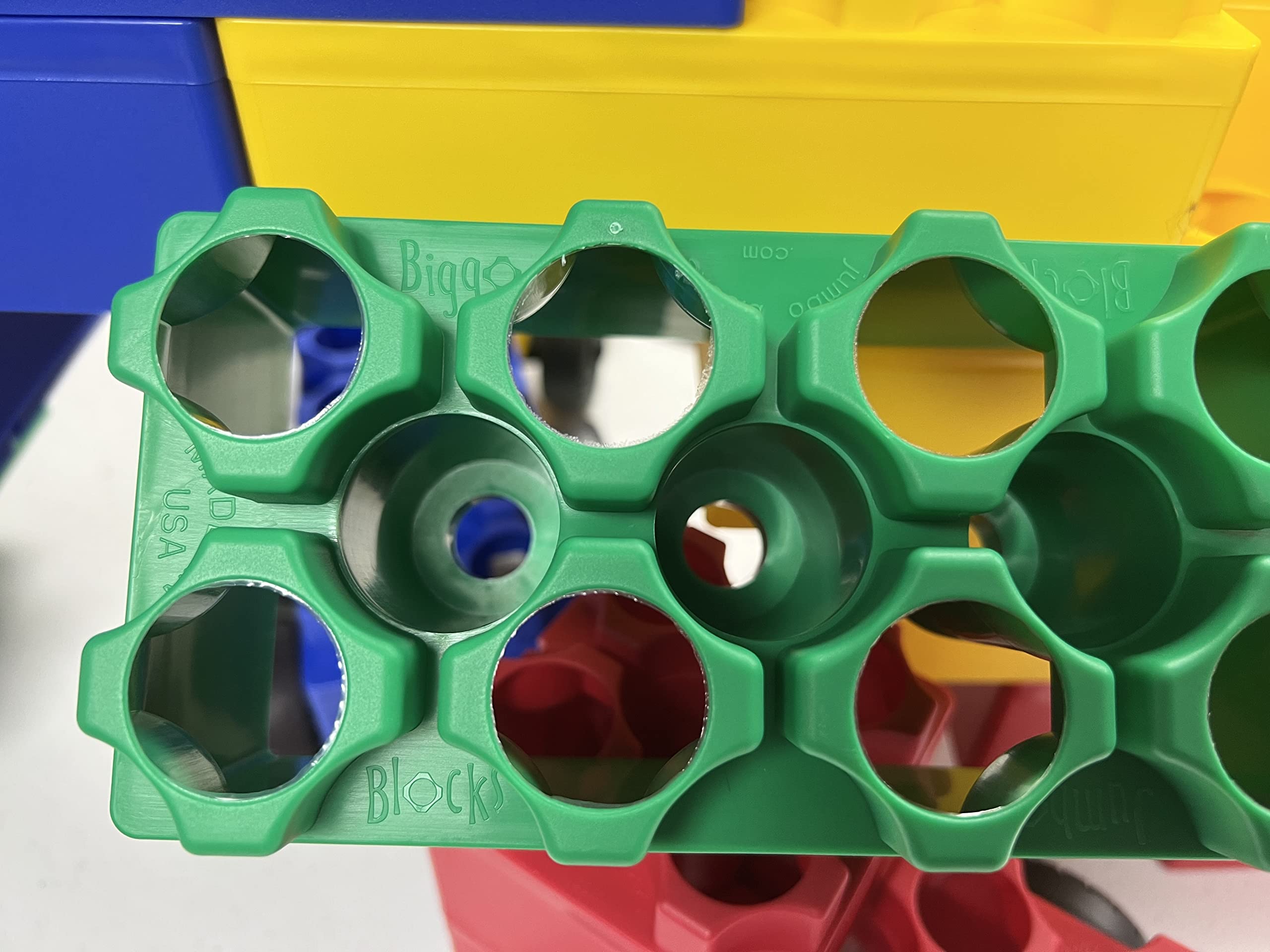 24 pc BiggoBlocks Jumbo Blocks Set | 20 Large Blocks | 4 Small Blocks | 4 Colors Red Yellow Green Blue | Made in The USA