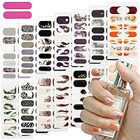 KTAABTR 14 Sheets French Nail Stickers Full Nail Wraps Self Adhesive French Tips Nail Strips Design Leopard Nail Polish Stickers Supply Gel Nail Strips Decals Real Nail Polish Strips for Women Girls