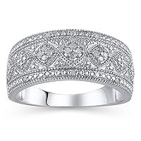 925 Sterling Silver 1/10 Carat Round-Cut (J-K Color, I2-I3 Clarity) Natural Diamond Ring for Women