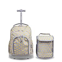 J World New York Unisex Kid's Lollipop Rolling Backpack & Lunch Bag Set, Candy Buttons, One Size