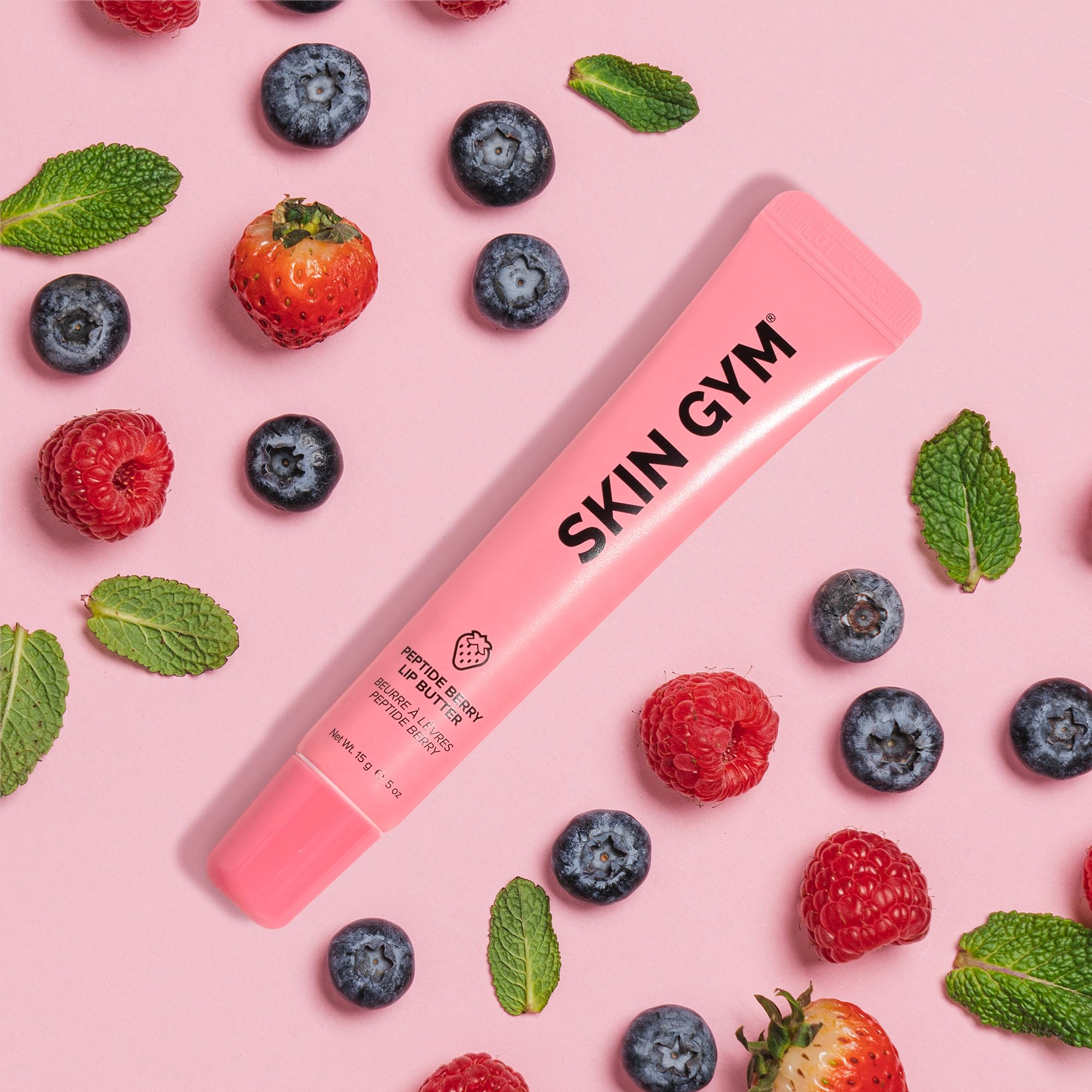 Skin Gym Peptide Berry Lip Butter, Nourishing and Hydrating Lip Balm for Dry Cracked Lips and Fuller, Softer, and Smoother Pout, Juicy Hydration for Irresistible Lips
