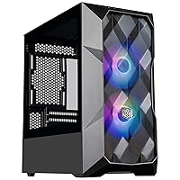 Cooler Master TD300 Mesh Micro-ATX Tower with Polygonal Mesh Front ana Removable Top Panel, ARGB/PWM Hub Tempered Glass, Dual Sickleflow PWM ARGB Lighting Fans