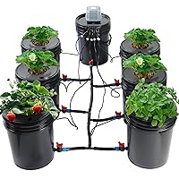 MAOPINER Deep Water Culture Hydroponic Bucket Kit with Air Pump, Airstone DWC Hydroponic System Indoor 5.28 Gallon (6 Buckets)