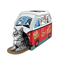Cat House with Scratcher & Catnip included - Retro Van, 1 Count (Pack of 1)