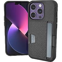 Smartish iPhone 14 Pro Wallet Case - Wallet Slayer Vol. 2 [Slim + Protective] Credit Card Holder with Kickstand - Drop Tested Hidden Card Slot Compatible with Apple iPhone 14 Pro - Black Tie Affair