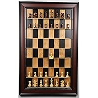Rosewood Chess Set on Black Cherry Vertical Straight Up Chess Board