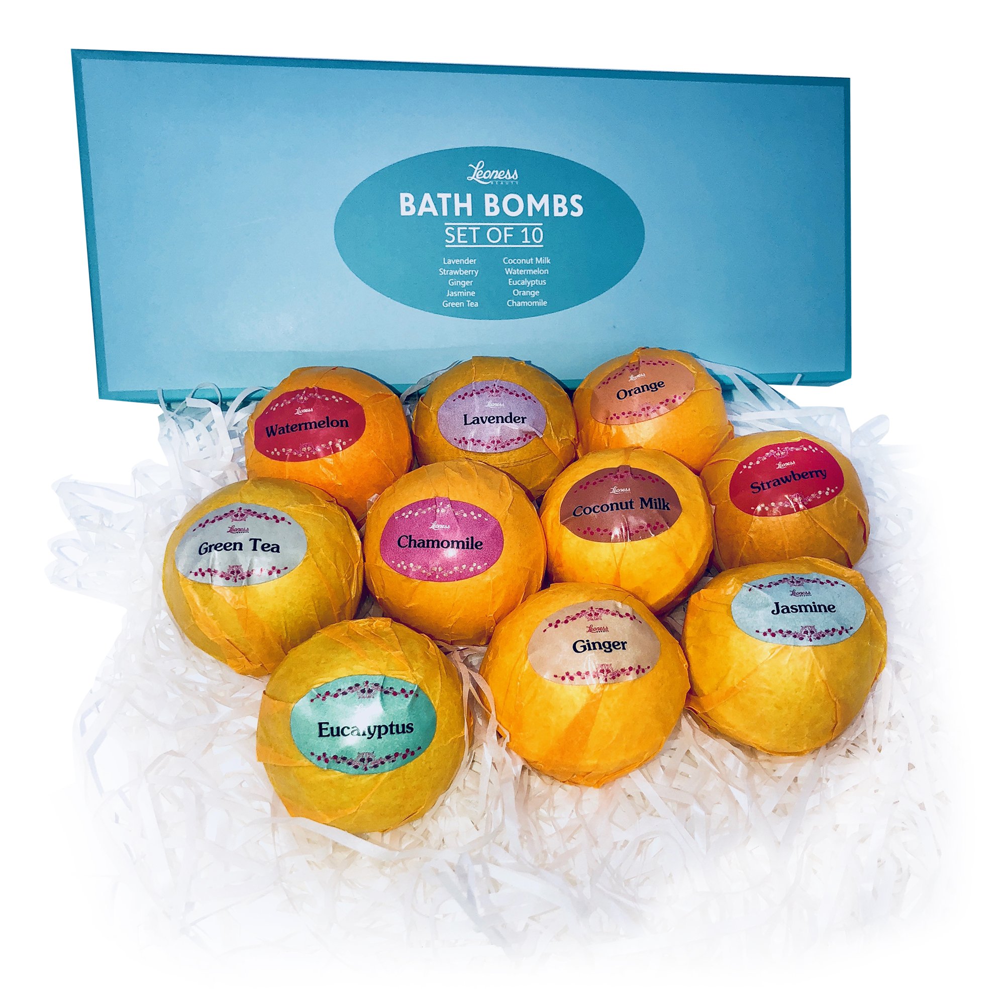 Bath Bombs Gift Set – 10 Unique Scents – Great Gift idea for Women, Mom, Girls, Teens, Graduation, Valentines Day, and Birthdays – Spa Aromatherapy - Relaxation in a Box