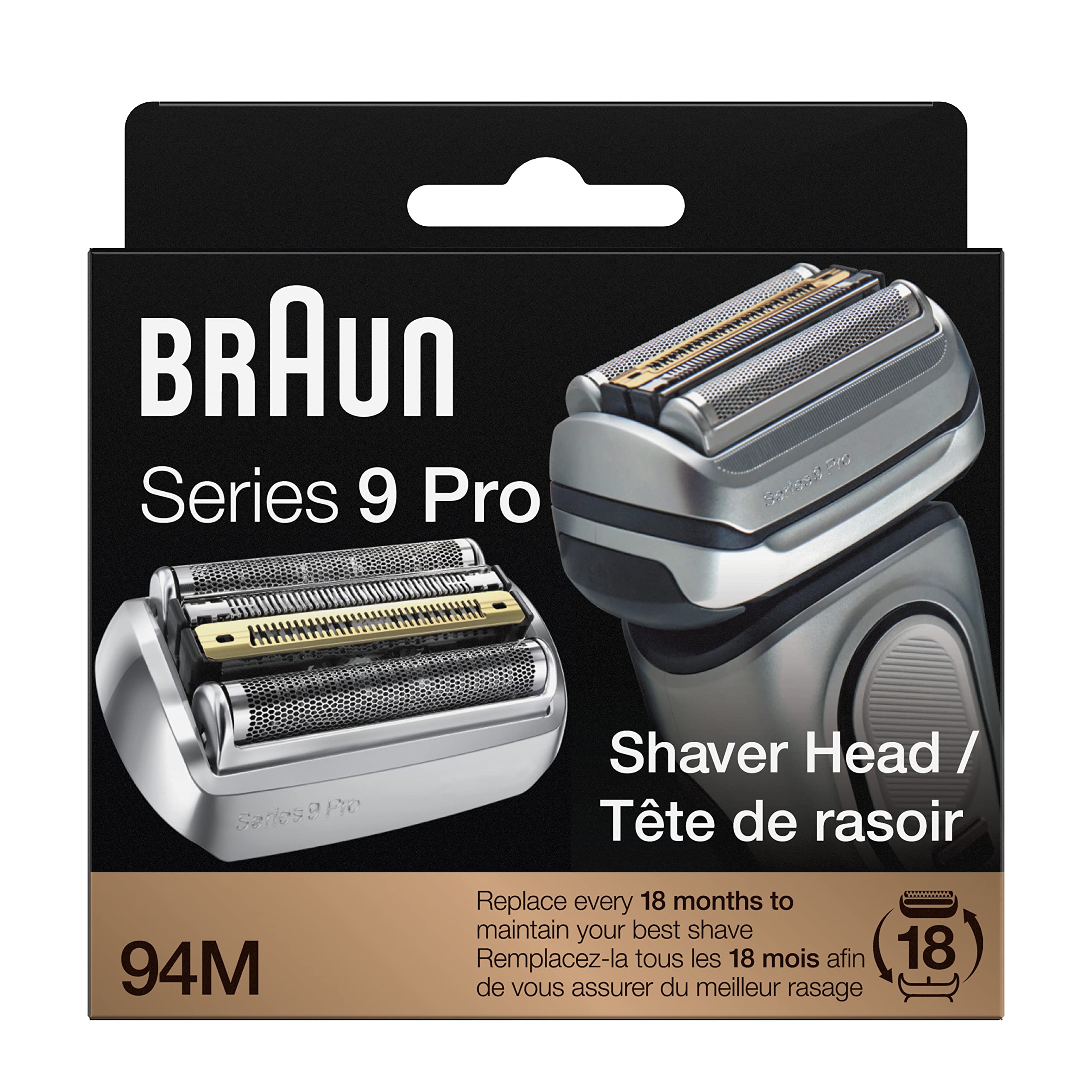 Braun Series 9 Shaver Replacement Head, Compatible with All Series 9 Electric Shavers For Men (94M), Fits 9465cc, 9477cc, 9460cc, 9419s, 9390cc, 9385cc, 9330s, 9291cc, 9296cc