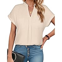 Blooming Jelly Womens Dressy Casual Tops Summer V Neck Short Sleeve Blouse Business Work T Shirts with Pocket