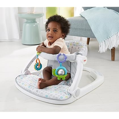 Fisher-Price Sit-Me-Up Floor Seat - Honeydew Drop, Portable Infant Chair with Toys