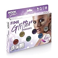 Fine Glitter Shakers by Moon Glitter – 100% Cosmetic Glitter for Face, Body, Nails, Hair and Lips - 0.17oz - Boxset
