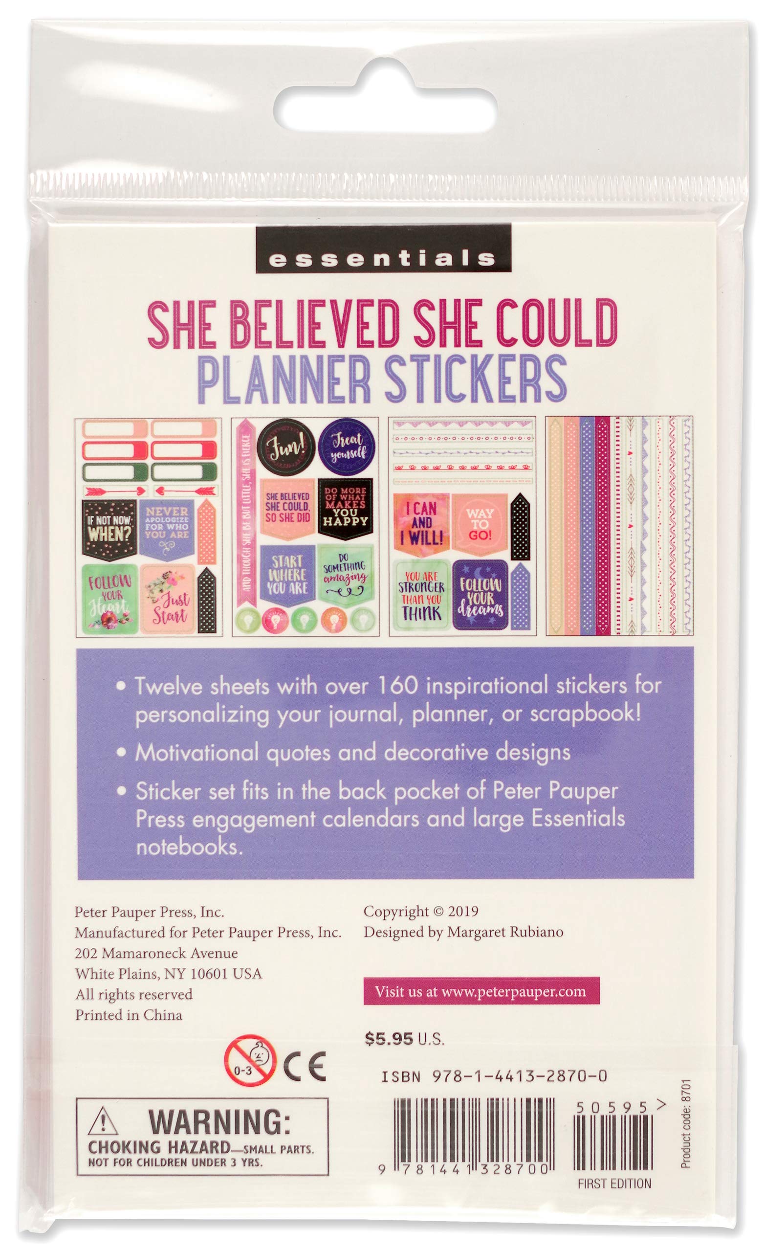 Essential 2019 Weekly Planner Stickers - She Believed She Could (Set of 160 Stickers)