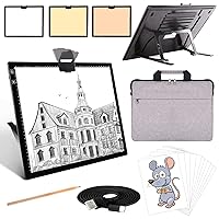 Elice Rechargeable A3 Light Pad with Carry Bag, Top Clip, Foldable Stand, 3 Colors/ 6 Levels/Stepless Dimmable Brightness Wireless tracing Light Box/Board for Diamond Painting, Cricut Weeding Vinyl