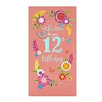 12th Birthday Card For Her/Girl With Envelope - Pretty Flower Design