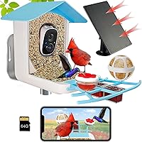 Smart Bird Feeder with Camera Solar Powered, 1080P HD Live Video &Playback on Phone, AI Identify +10,000 Bird Species, 2.4G WiFi Bird Feeder Camera Wireless Outdoor House-Bird Watching Gifts